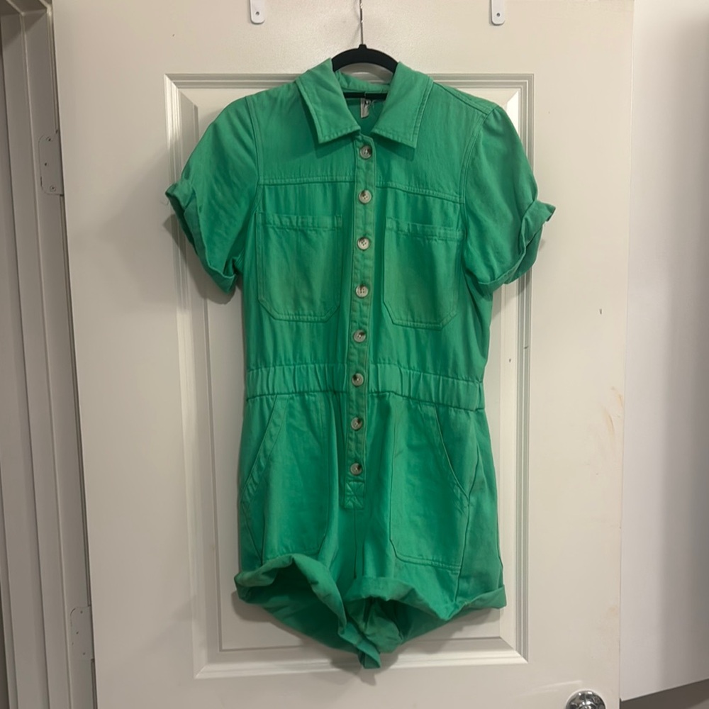 Show Me Your MuMu Green Button-Up Romper